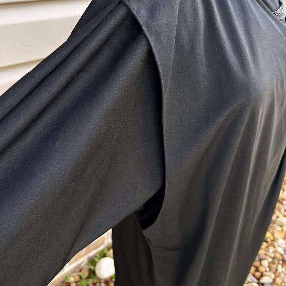 Vintage Edith Flagg California Black Dress Bead Shoulder Embellishment No Sz Tag - Picture 5 of 8